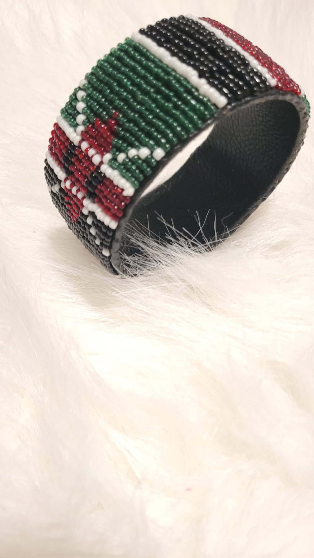 Kenya flag beaded cuff bracelet