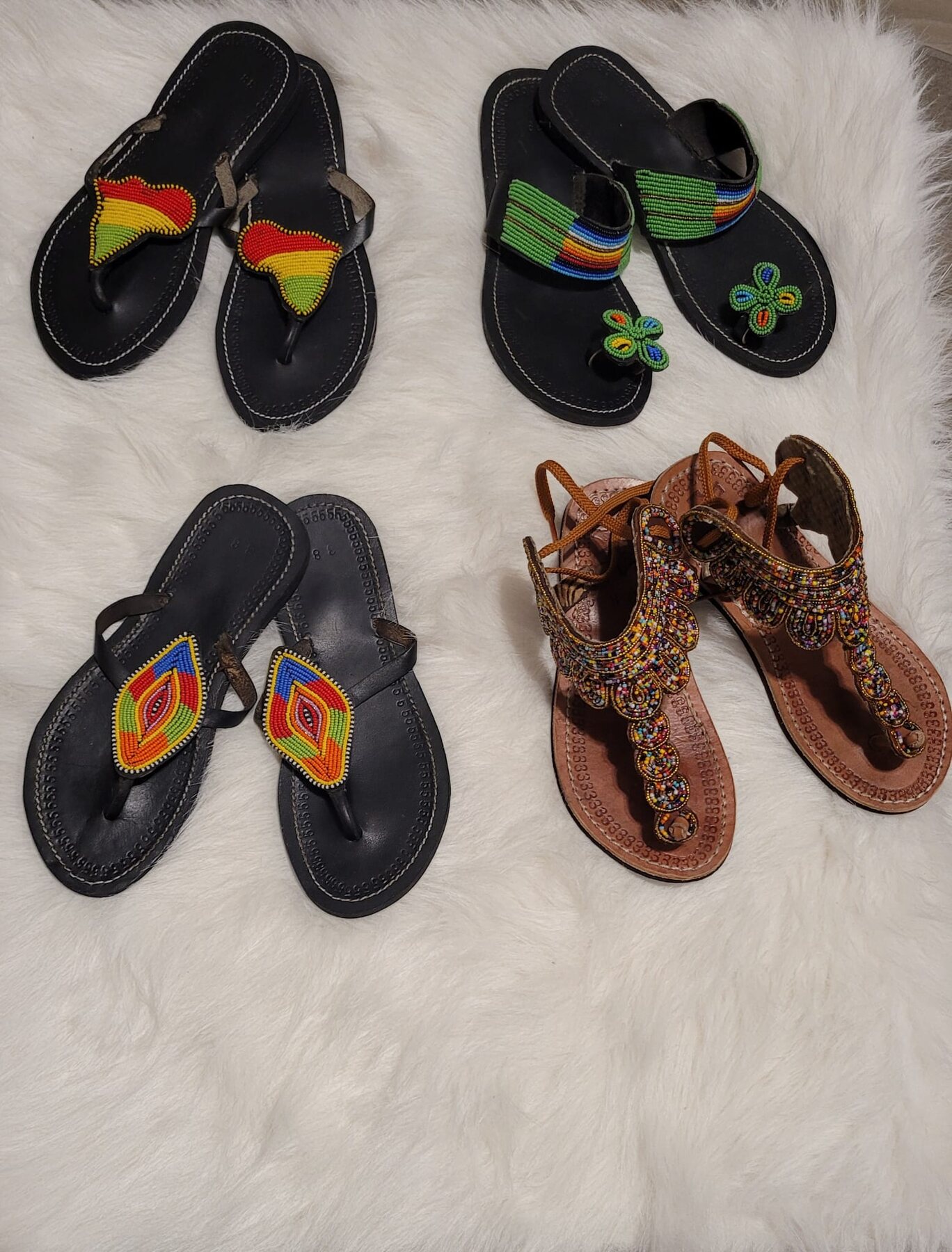 Black and brown beaded sandals